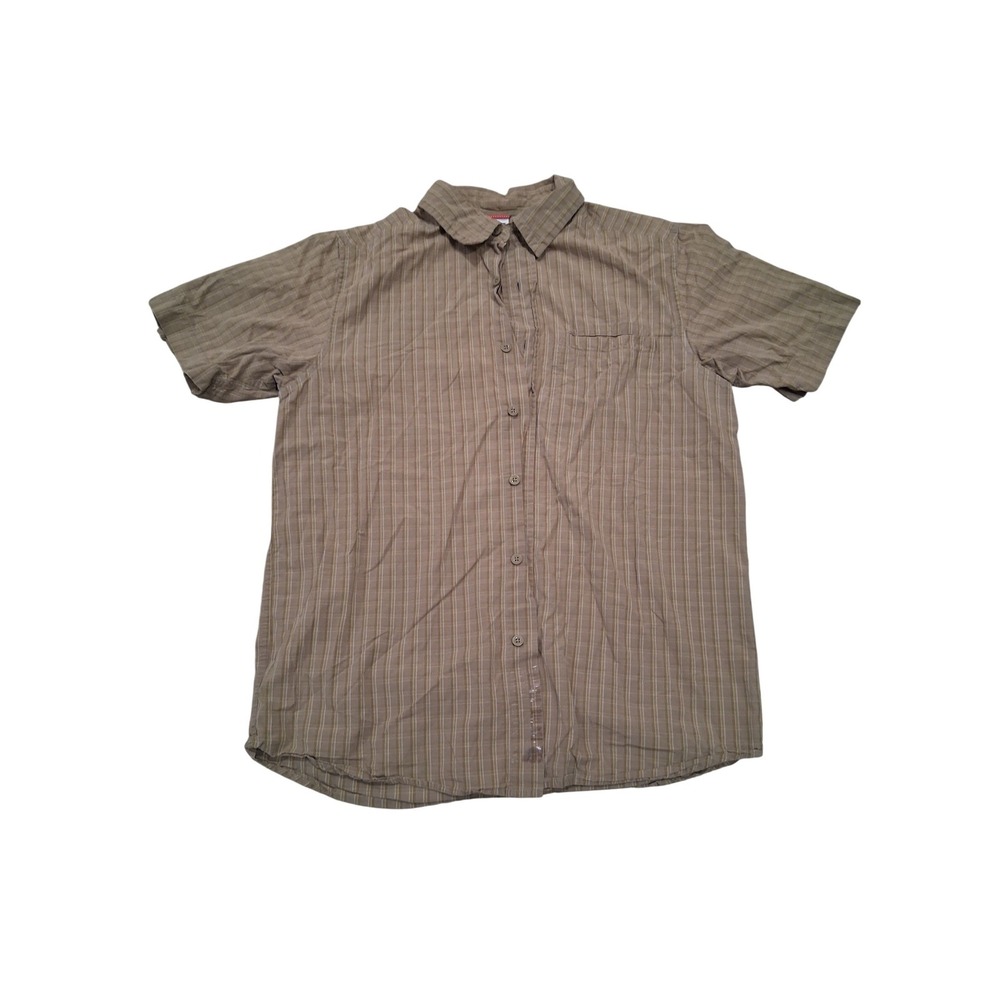 The North Face Mens Tan Yellow Plaid Short Sleeve Button Down Shirt Size Medium